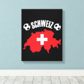 Schweiz Zwitserland Map Soccer Canvas Afdruk (Insitu (Houten vloer))
