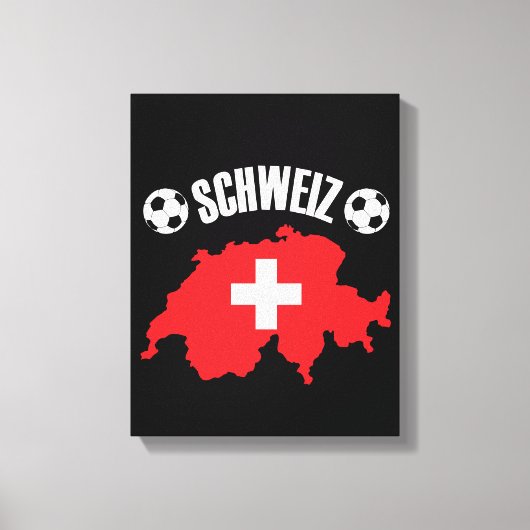 Schweiz Zwitserland Map Soccer Canvas Afdruk (Voorkant)