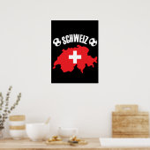 Schweiz Zwitserland Map Soccer Poster (Keuken)