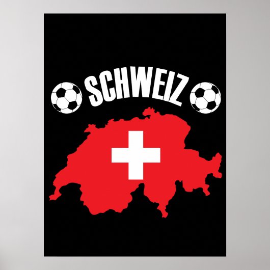 Schweiz Zwitserland Map Soccer Poster (Voorkant)