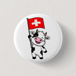 Schweizer Kuh Männer Basic T-Shirt Ronde Button 3,2 Cm