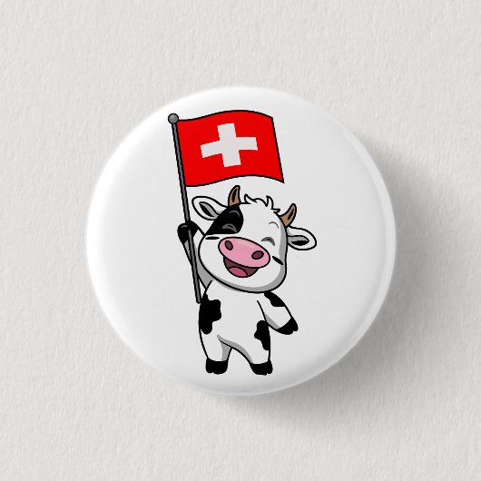 Schweizer Kuh Männer Basic T-Shirt Ronde Button 3,2 Cm (Voorkant)