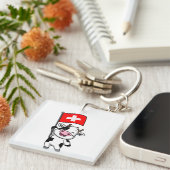 Schweizer Kuh Männer Basic T-Shirt Sleutelhanger (Voorkant Rechts)