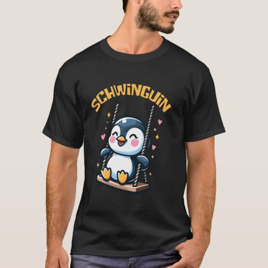 Schwinguin Gelukkige Pinguïn Swingende Pret T-shirt (Voorkant)