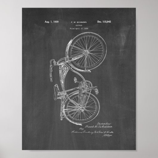Schwinn Bicycle Patent - Chalkboard Poster (Voorkant)