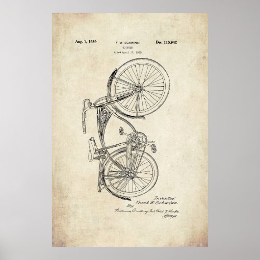 Schwinn Bicycle Patent Poster (Voorkant)
