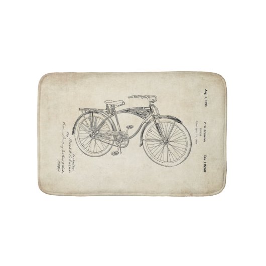 Schwinn Bicycle Patent Print Bath Mat (Voorkant)