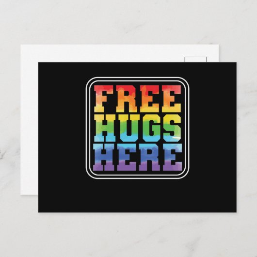 Schwul oder Lesbisch "Free Hugs here here" Briefkaart (Voorkant / Achterkant)