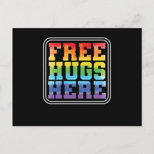 Schwul oder Lesbisch "Free Hugs here here" Briefkaart (Voorkant)
