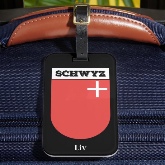 Schwyz, Zwitserland | Zwitserse vuurwapenschild Bagagelabel (Voorkant Insitu 2)