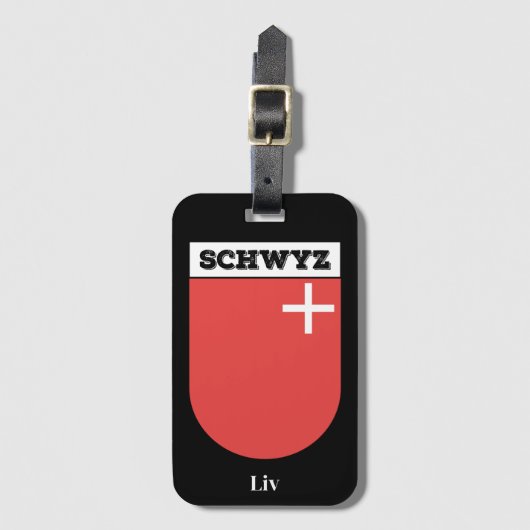 Schwyz, Zwitserland | Zwitserse vuurwapenschild Bagagelabel (Voorkant (verticaal))