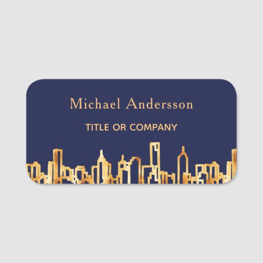 Schyline navelblauwe goudstad naamplaatje (Voorkant)