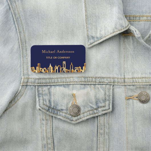 Schyline navelblauwe goudstad naamplaatje (In situ)