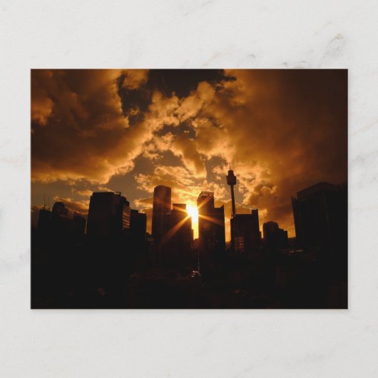 Schyline van Sydney 's nachts Briefkaart (Voorkant)