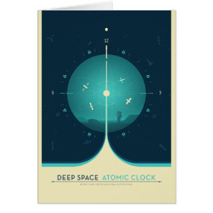 Sci-Fi Ad, blauwe atoomklok, diepe ruimte
