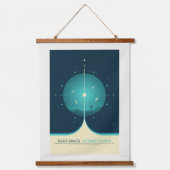 Sci-Fi Ad, blauwe atoomklok, diepe ruimte Hangend Wandkleed (Voorkant)