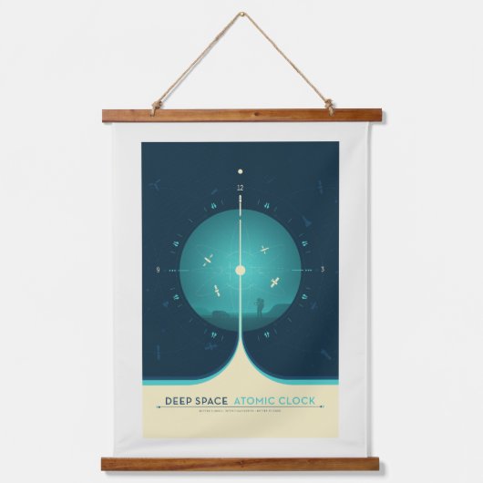 Sci-Fi Ad, blauwe atoomklok, diepe ruimte Hangend Wandkleed (Voorkant)