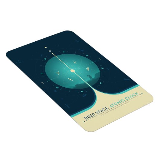 Sci-Fi Ad, blauwe atoomklok, diepe ruimte Magneet (Rechterzijde)