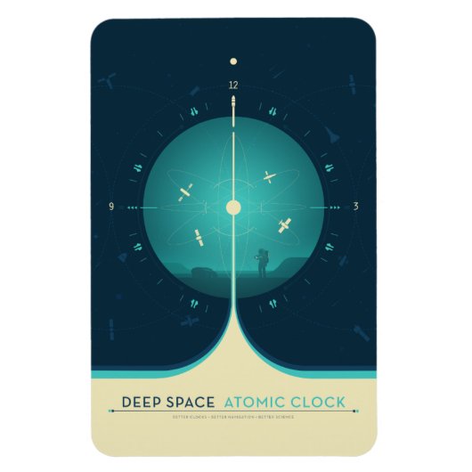 Sci-Fi Ad, blauwe atoomklok, diepe ruimte Magneet (Verticaal)