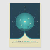 Sci-Fi Ad, blauwe atoomklok, diepe ruimte Magnetische Uitnodiging (Voorkant)