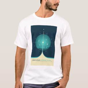 Sci-Fi Ad, blauwe atoomklok, diepe ruimte T-shirt
