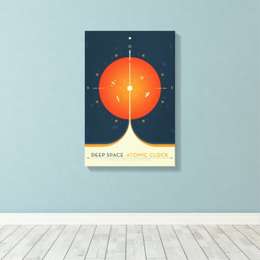 Sci-Fi Ad, Oranje atoomklok, Deep Space Canvas Afdruk (Insitu (Houten vloer))