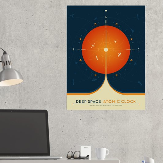 Sci-Fi Ad, Oranje atoomklok, Deep Space Folie Afdrukken (Insitu (Desk 2))