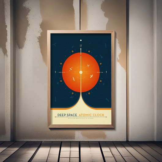 Sci-Fi Ad, Oranje atoomklok, Deep Space Foto Afdruk