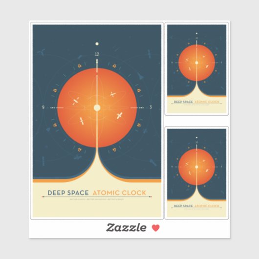 Sci-Fi Ad, Oranje atoomklok, Deep Space Sticker (Vel)