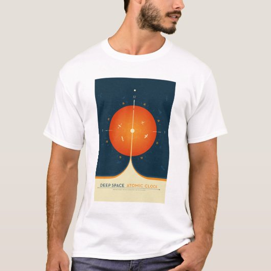 Sci-Fi Ad, Oranje atoomklok, Deep Space T-shirt (Voorkant)