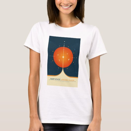 Sci-Fi Ad, Oranje atoomklok, Deep Space T-shirt (Voorkant)