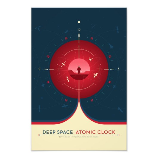 Sci-Fi Ad, Rode atoomklok, Deep Space Foto Afdruk (Voorkant)