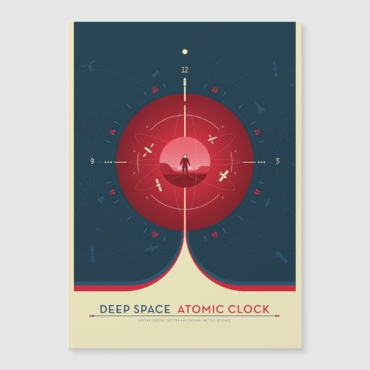 Sci-Fi Ad, Rode atoomklok, Deep Space Magnetische Uitnodiging (Voorkant)