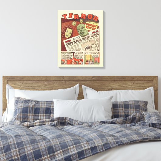 Sci-Fi Adventure Terror of the Green Faces Canvas Afdruk (Insitu (Slaapkamer))