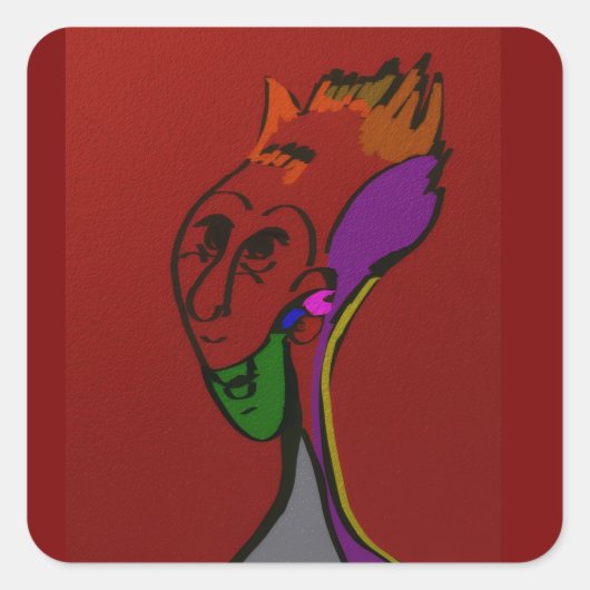 Sci-fi Alien Elder Leader Square Stickers (Voorkant)