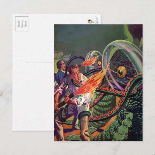  Sci-Fi Alien Fight Briefkaart (Voorkant / Achterkant)