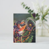  Sci-Fi Alien Fight Briefkaart (Staand voorkant)