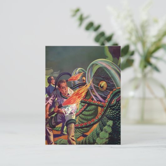  Sci-Fi Alien Fight Briefkaart (Staand voorkant)