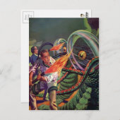 Sci-Fi Alien Fight Briefkaart (Voorkant / Achterkant)