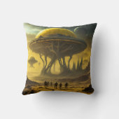 Sci-Fi Alien World Uitzicht Planet Ufo Tower Kussen (Achterkant)