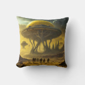 Sci-Fi Alien World Uitzicht Planet Ufo Tower Kussen (Voorkant)