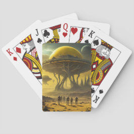 Sci-Fi Alien World Uitzicht Planet Ufo Tower Pokerkaarten