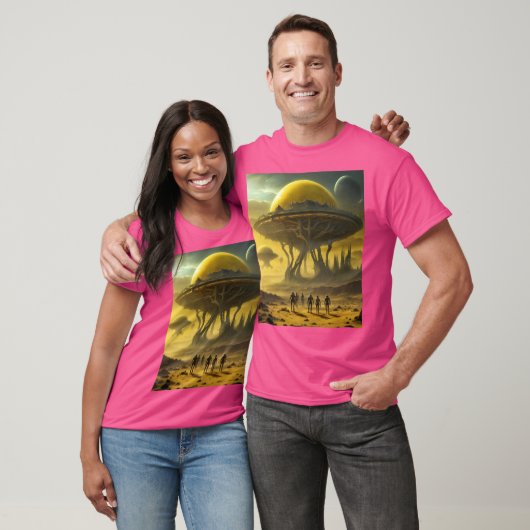 Sci-Fi Alien World Uitzicht Planet Ufo Tower T-shirt (Unisex)