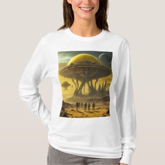 Sci-Fi Alien World Uitzicht Planet Ufo Tower T-shirt