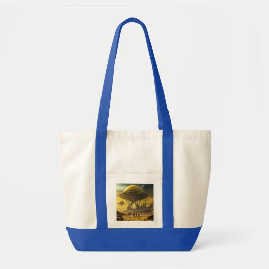 Sci-Fi Alien World Uitzicht Planet Ufo Tower Tote Bag (Voorkant)