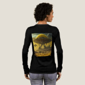 Sci-Fi Alien World Uitzicht Planet Ufo Tower Tri-Blend Shirt (Achterkant)