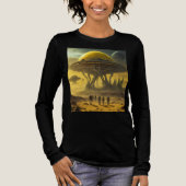 Sci-Fi Alien World Uitzicht Planet Ufo Tower Tri-Blend Shirt (Voorkant)