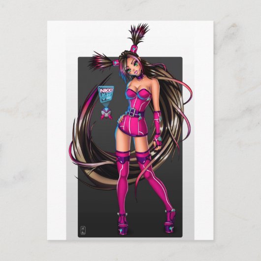 Sci Fi Anime Girl Nikki Briefkaart (Voorkant)