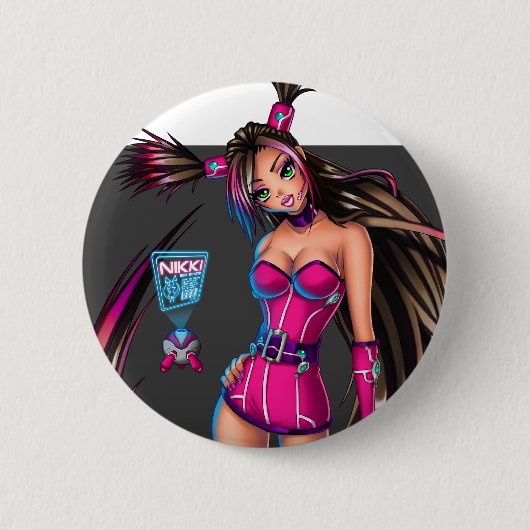Sci Fi Anime Girl Nikki Ronde Button 5,7 Cm (Voorkant)