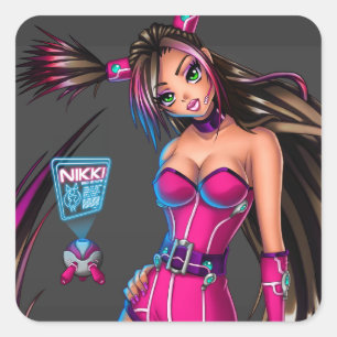 Sci Fi Anime Girl Nikki Vierkante Sticker